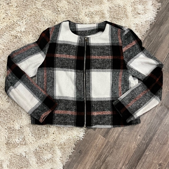 SHEIN Plaid print zip up jacket size Medium New without tags. - Picture 2 of 9